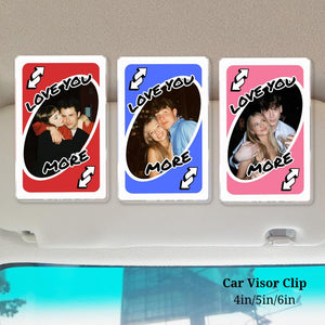 Personalized Photo Car Visor Clip, Valentines Gift for Him, Love You More Reverse Photo Car Visor Clip, Anniversary Gift for Boyfriend, Couple Gift