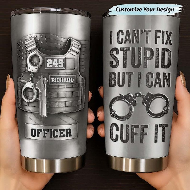 Thin Blue Line Personalized Police Tumbler, Police Travel Cup, 20 oz Tumbler For Him, Gifts For Police Officer Gifts for Police Travel Mug