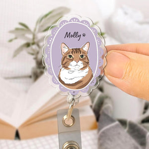 Custom Pet Badge Reel, Personalized Dog & Cat Photo Badge Reel, Nurse Badge Reel, Retractable ID Holder for Pet Owner, ID Badge Buddy