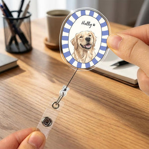 Custom Pet Badge Reel, Personalized Dog & Cat Photo Badge Reel, Nurse Badge Reel, Retractable ID Holder for Pet Owner, ID Badge Buddy