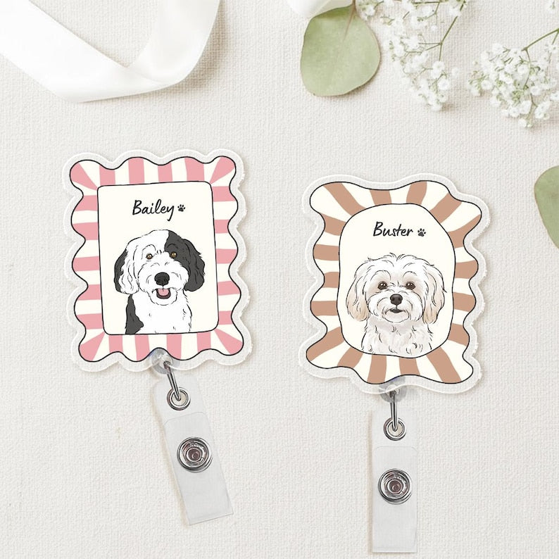 Custom Pet Badge Reel, Personalized Dog & Cat Photo Badge Reel, Nurse Badge Reel, Retractable ID Holder for Pet Owner, ID Badge Buddy