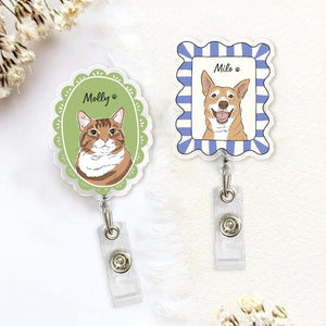 Custom Pet Badge Reel, Personalized Dog & Cat Photo Badge Reel, Nurse Badge Reel, Retractable ID Holder for Pet Owner, ID Badge Buddy
