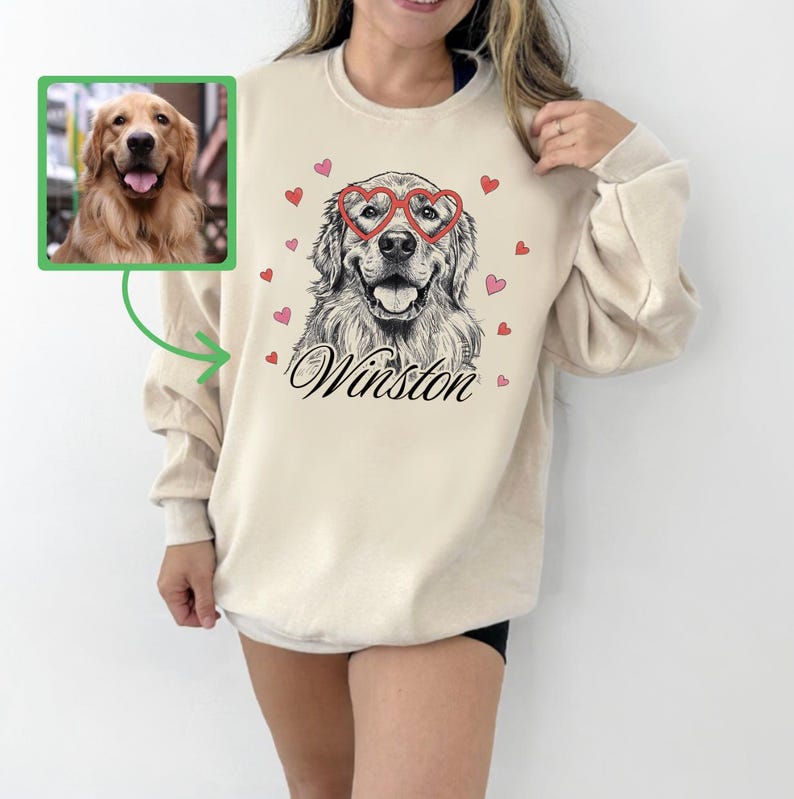 Custom Pet Valentine's Day T-Shirt with Photo & Name | Personalized Pet Shirt | Custom Dog Cat Graphic Tee | Pet Lover Gift