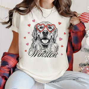 Custom Pet Valentine's Day T-Shirt with Photo & Name | Personalized Pet Shirt | Custom Dog Cat Graphic Tee | Pet Lover Gift