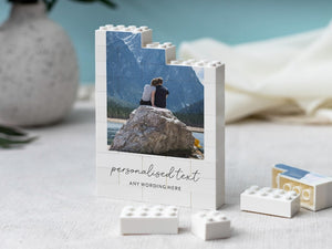 Personalised Anniversary Photo Gift, Couple Adventure Keepsake, Custom Text Photo Memory Block, Valentines Day Gift For Couple, Wedding Gift