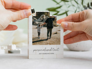 Personalised Anniversary Photo Gift, Couple Adventure Keepsake, Custom Text Photo Memory Block, Valentines Day Gift For Couple, Wedding Gift