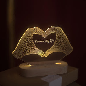 Personalized Heart Hands Night Light - Valentine's Day Gift for Couple - Custom Anniversary Gift for Him or Her - Heart Hands Lamp with Date