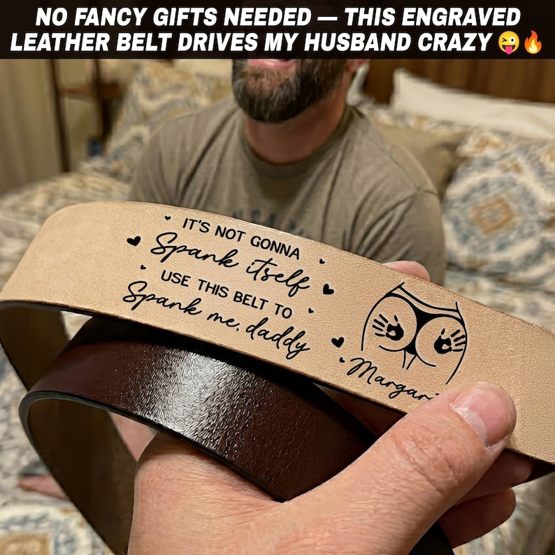 Custom Leather Belt For Him, Funny Gift For Men, Gift For Husband Boyfriend, Valentine's Day Gift, Anniversary Gift, Custom Engraved Belt