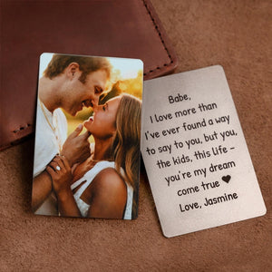 Valentine's Day gift for boyfriend, Personalized wallet photo card, metal wallet insert custom made, Engraved wallet card with picture