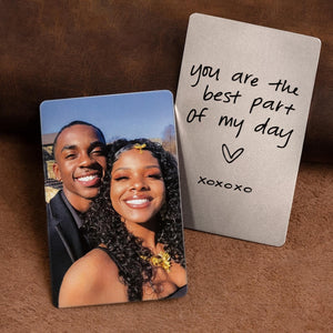 Valentine's Day gift for boyfriend, Personalized wallet photo card, metal wallet insert custom made, Engraved wallet card with picture