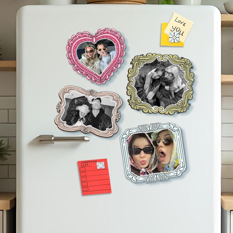 Vintage Photo Frame Magnet, Custom Picture Frames Fridge Magnet Gift for Couple, Bestie, Mom, Grandma,Personalized Birthday Gifts for Friend