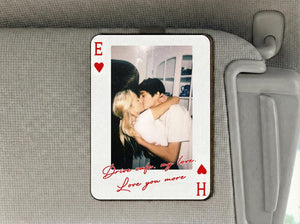 Personalized Valentine Photo Visor Clip Playing Card, Custom Couple Car Gift for Boyfriend Girlfriend, Romantic Love Keepsake
