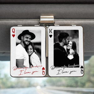 King & Queen Custom Couples Photo Drive Safe I Love You Personalized Wooden Photo Car Visor Clip, Valentine's Day Gift For Him, Boyfriend