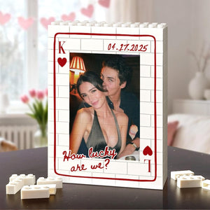Custom Photo Building Block: Couple Playing Card Puzzle Blocks, Valentines Day Gifts For Boyfriend, Anniversary Gifts, Romantic Home Decor