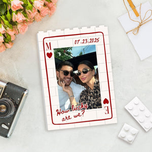 Custom Photo Building Block: Couple Playing Card Puzzle Blocks, Valentines Day Gifts For Boyfriend, Anniversary Gifts, Romantic Home Decor