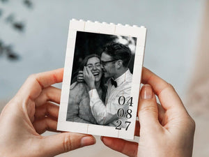 Personalised Anniversary Date Gift For Her, Custom Wedding Photo Building Block, Engagement Keepsake, Romantic Valentines Day Present