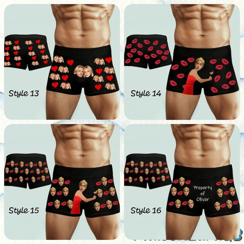 Personalized Face Boxers, Custom Photo Underwear for Him, Photo Anniversary Gift, Valentines Gifts for him,Face Boxer Briefs for Him