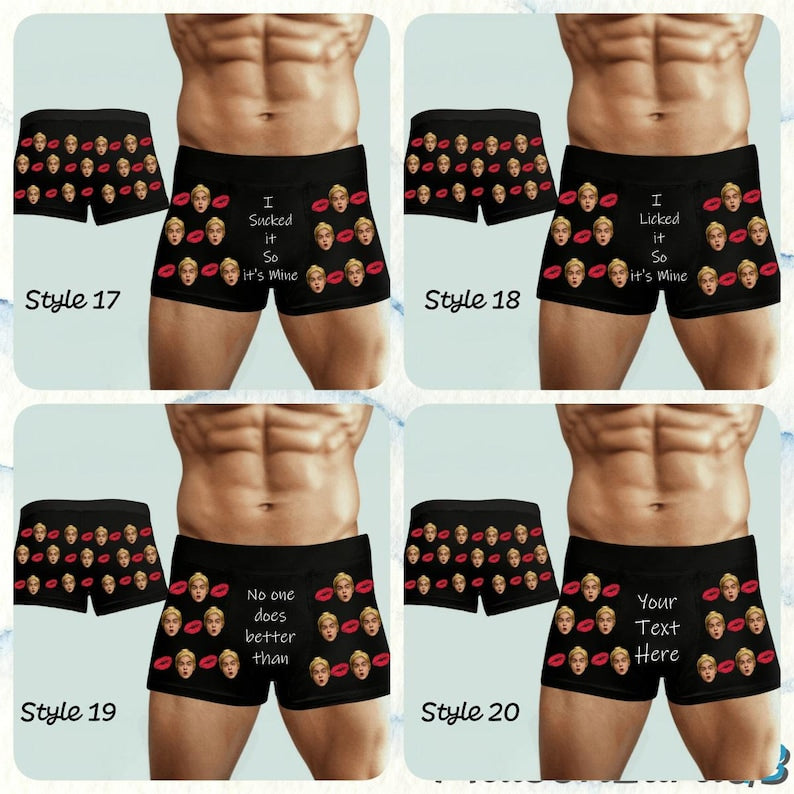 Personalized Face Boxers, Custom Photo Underwear for Him, Photo Anniversary Gift, Valentines Gifts for him,Face Boxer Briefs for Him