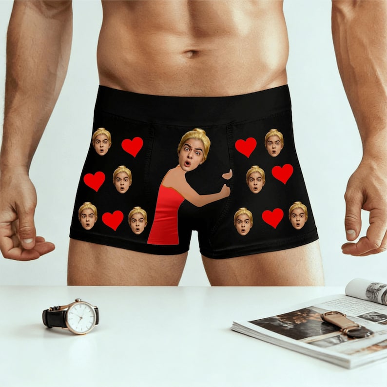 Personalized Face Boxers, Custom Photo Underwear for Him, Photo Anniversary Gift, Valentines Gifts for him,Face Boxer Briefs for Him