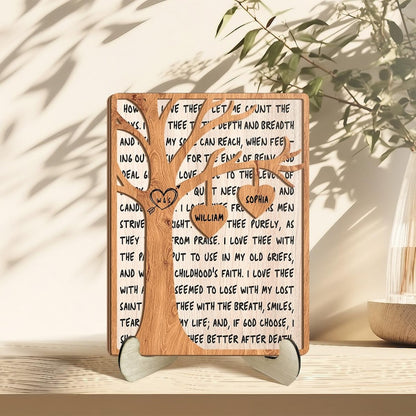 Personalized Tree of Love Wood Plaque, Custom Names Romantic Wooden Sign, Anniversary Wedding Gift for Couples, Rustic Love Keepsake Decor