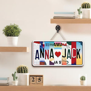 Personalized License Plate sign Anniversary Gift for Boyfriend Husband Girlfriend Wife Spouse Wedding House Warming Groomsmen Gift Valentine