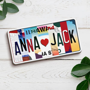 Personalized License Plate sign Anniversary Gift for Boyfriend Husband Girlfriend Wife Spouse Wedding House Warming Groomsmen Gift Valentine