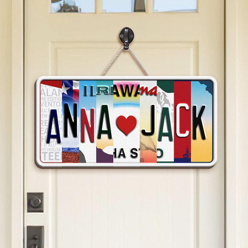 Personalized License Plate sign Anniversary Gift for Boyfriend Husband Girlfriend Wife Spouse Wedding House Warming Groomsmen Gift Valentine