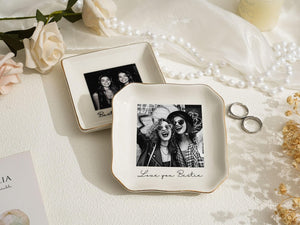 Personalised Photo Trinket Dish: Custom Jewelry Ring Dish, Wedding Gift, Bridesmaid Proposal, Trinket Tray for Best Friend, Bestie