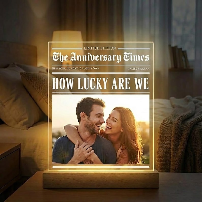 Personalized Couple Photo Led Night Light Lamp, Valentine's Day Gift for Couple, Anniversary Gift, Romantic Gift, Couple Name LED Lamp Gift