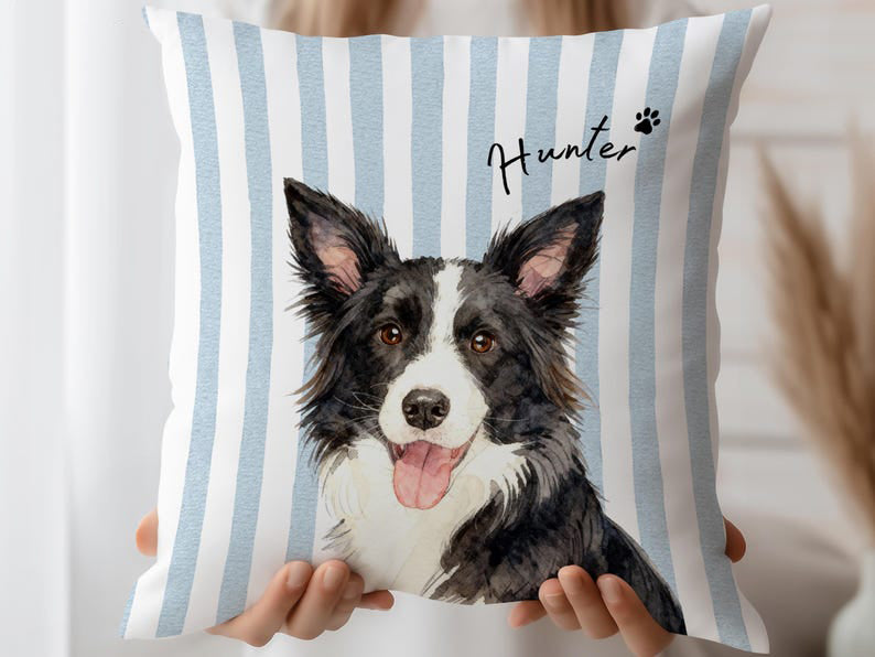 Custom Striped Pet Pillow Using Pet Photo + Name Custom Cat Dog Pillow Personalized Cat Cases Cat Picture Pillow Pet Picture Cushion