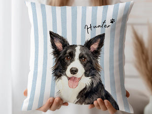 Custom Striped Pet Pillow Using Pet Photo + Name Custom Cat Dog Pillow Personalized Cat Cases Cat Picture Pillow Pet Picture Cushion