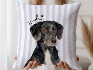 Custom Striped Pet Pillow Using Pet Photo + Name Custom Cat Dog Pillow Personalized Cat Cases Cat Picture Pillow Pet Picture Cushion