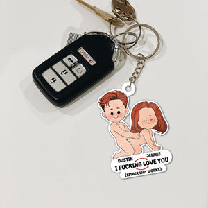 Personalized I Love Fucking You, I Mean, I Fucking Love You Keychain, Funny Couple Keychain, Valentine Gifts to Couple, Valentine Gifts