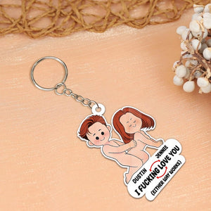 Personalized I Love Fucking You, I Mean, I Fucking Love You Keychain, Funny Couple Keychain, Valentine Gifts to Couple, Valentine Gifts