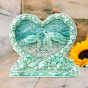 Crystal Turtle Couple, You & Me We Got This - Personalized Turtle Name Acrylic Sign, Turtle Lovers, Unique Nature Decor, Valentines Gift