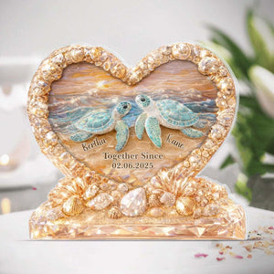 Crystal Turtle Couple, You & Me We Got This - Personalized Turtle Name Acrylic Sign, Turtle Lovers, Unique Nature Decor, Valentines Gift