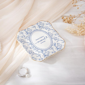 Personalized Wedding Ring Dish, Toile Couple Ring Dish, Married Gift for Best Friend, Engagement Proposal Gift for Couple Bridal Shower Gift
