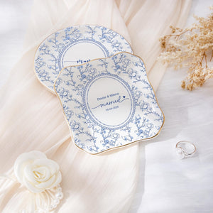 Personalized Wedding Ring Dish, Toile Couple Ring Dish, Married Gift for Best Friend, Engagement Proposal Gift for Couple Bridal Shower Gift