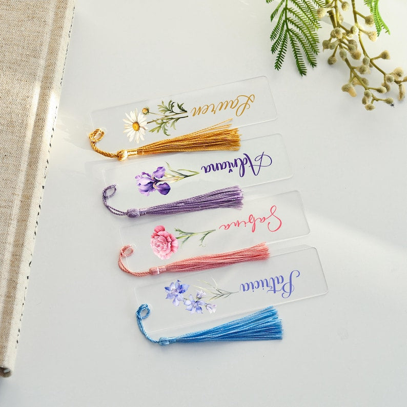 Personalized Floral Bookmark for Women/ Unique Birth Flower Bookmark/ Bookmark Gift/ Bridesmaid Gift/ Valentines Day Gifts/ Friends Gift