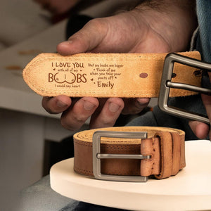 I Love You Personalized Belt For Husband, Custom Engraved Cowhide Leather Belt For Him, Funny Valentine Gift For Men, Anniversary Gift