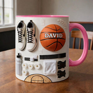 Personalized Basketball Mug, Custom Name Basketball Coffee Mug, Sports Lover Accent Mug, Gift For Basketball Players