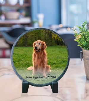 Personalized Pet Memorial Photo Slate Stone: Dog Loss Gift