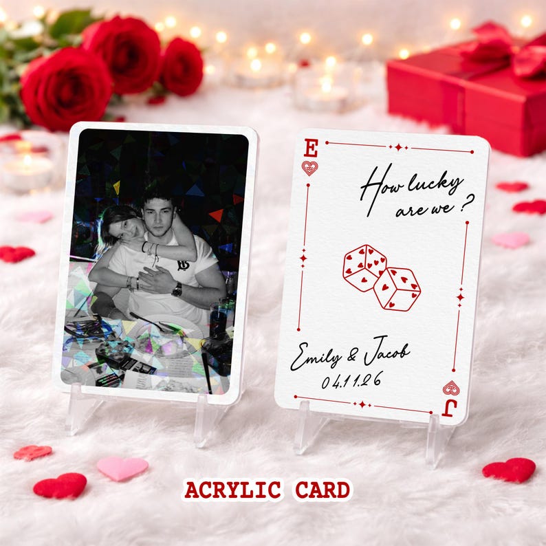 Personalized Metal Photo Custom Poke Card, Custom Picture Card , Playing Card Love Note, Anniversary Gift for Him, Boyfriend Gift