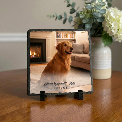Personalized Pet Memorial Photo Slate Stone: Dog Loss Gift