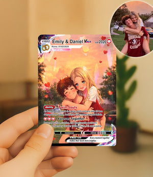 Custom Holographic Pkm Card for Couples, Custom Couple Poke Card, Personalized Trainer Card, Personalized Valentine Gift