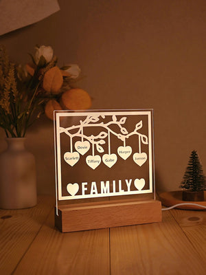 Tree of Life Names Night Light, Personalized Family Lamp, Family Tree Night Light, Custom Night Light with Kids Names, Family Gifts