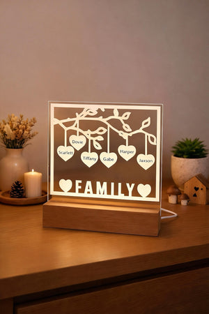 Tree of Life Names Night Light, Personalized Family Lamp, Family Tree Night Light, Custom Night Light with Kids Names, Family Gifts