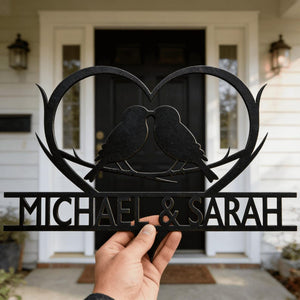 Personalized Wedding Anniversary Metal Sign, Custom Infinity Birds Metal Wall Art, Couple Names Decor, Wedding anniversary gift for parents