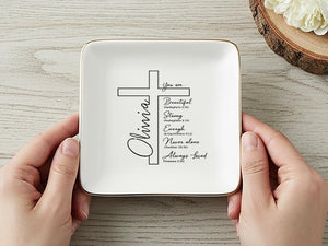 Christian Scripture Jewelry Dish, Bible Verse Gift for Her, Encouragement Keepsake, Baptism Confirmation Gift, Prayer Gift, Religious Decor