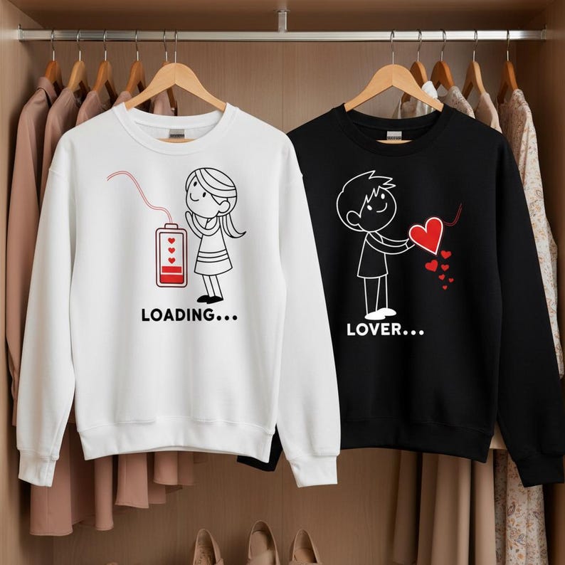 Couple Valentine Sweatshirt, Lover Loading Couple Shirt, Matching Couple Love Sweatshirt, Cute Couple Outfit, Valentine s Day Matching Shirt
